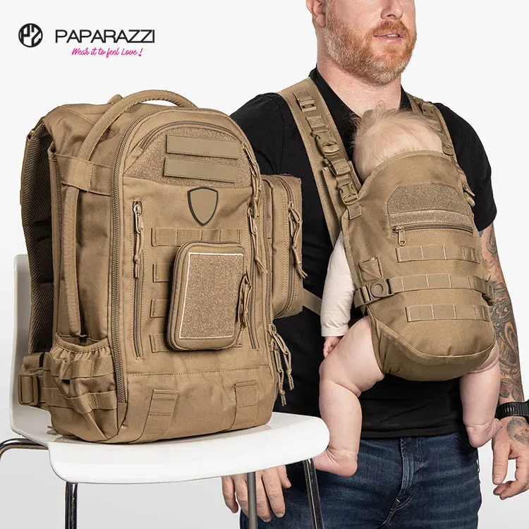 Custom Logo 600D Polyester PA0179 Tactical Style Diaper Bags Backpack high capacity Baby Carrier Daypack Nylon Baby Gear Bundles