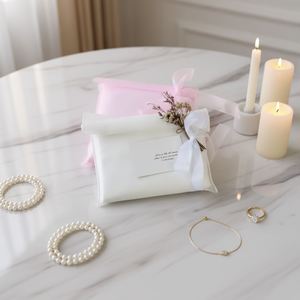 En gros, Sacs enveloppe en organza de soie écologiques et durables pour le rangement de vêtements et foulards, en fil mat, 7 pouces, personnalisables - Product Image 1