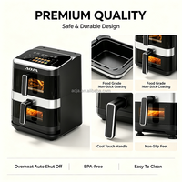 Friteuse à air chaud 3 couches à double panier 6+4+10L, 2800W, en acier inoxydable, zones indépendantes multiples, écran tactile couleur, 12 préréglages - Offre Spéciale