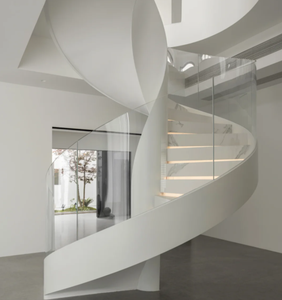 سلم حلزوني شهير حديث من فوشان مع درابزين زجاجي سلم متين-درج جاهز للتركيب - Product Image 6