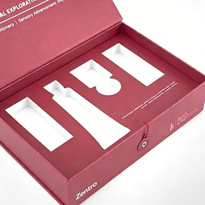 Boîte cadeau rigide personnalisée bordeaux à couvercle rabattable avec fermeture à cordon pour l'emballage d'échantillons de dégustation de <span class=keywords><strong>Baijiu</strong></span> - Product Image 2