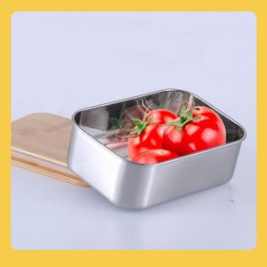 OEM ODM Boîte de conservation avec couvercle en bois de bambou épaissi en acier inoxydable Boîte à lunch extérieure scellée en gros - Product Image 5