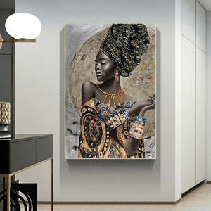 100% pintado a mano abstracto negro africano Mujer lienzo pintura pared arte carteles nórdicos africano pintado a mano arte pintura al óleo - Product Image 3
