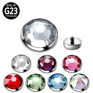 Dérmica Âncora Top Piercing G23 Titânio 16G/ 18G Internamente Rosqueado Jóias De Cristal Opal Dome Acessórios