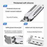 Support de refroidissement pour ordinateur portable en alliage d'aluminium argenté NINGSHING 2025 avec tapis antidérapant en silicone, support portable stable et design évidé