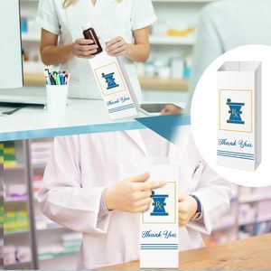 ถุงกระดาษบรรจุยาตามใบสั่งแพทย์ของโรงพยาบาล Rx แบบกำหนดเอง สีขาวคราฟท์ ก้นแบน/แบบพับได้ สำหรับยาและเวชภัณฑ์ - Product Image 5