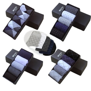 High Quality Cotton 5 Pairs Dress <strong>Socks</strong> for Men Argyle <strong>Tartan</strong> Solid <strong>Socks</strong> Patterned With Gift Box - Product Image 1