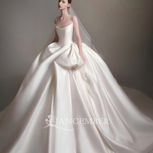 Lsjj159 Strapless Crystal Beaded Satin Ball Gown <b>Wedding</b> Dress Sparkling Luxurious Bridal Gown In Stock Jancember - Product Image 5