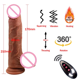 Vibrador <span class=keywords><strong>Dildo</strong></span> Realista Enorme de Silicona Suave Ecológico con Calor, Telescópico, Oscilante y con Movimiento de Empuje para Masaje y Masturbación Femenina - Product Image 1