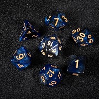 Ensemble de dés polyédriques D&D RPG de haute qualité, personnalisables avec logo, bleu profond nébuleuse étoilée, D4 D6 D8 D10 D12 D20 D30 D60 D100, vente en gros