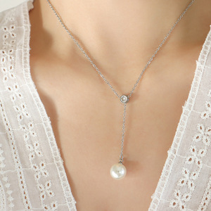 Drame coréen avec la douce dame minorité frange perle Zircon pendentif minorité Ins vent collier titane acier - Product Image 5