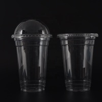 Gobelets en plastique transparent PET pour boissons froides, café, jus, milkshake, 12oz, 14oz, 20oz, 32oz, 16oz, gobelets en plastique jetables à emporter avec couvercles plats