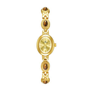 Vente directe d'usine, pierre naturelle œil de tigre, palette de couleurs Maillard, design vintage de style français, montre sport en alliage de quartz 18 mm - Product Image 4
