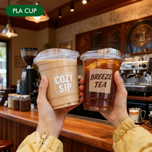 Bicchieri Monouso Personalizzati in PLA Riciclabile per Succhi, Bevande, Dessert e Smoothie con Coperchio - Product Image 1