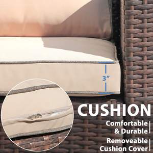 طقم أثاث خارجي فاخر من مورا بتصميم عصري، أريكة من الخيزران الطبيعي مصنوعة من مادة البولي إيثيلين، لون بني مقاوم للماء، 4 مقاعد، صناعة نينغبو، معبأ - Product Image 3