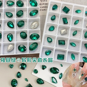 파소 시코 3D 미니 말 안약 3D 크리스탈 네일 아트 보석 큰 다이아몬드 사랑 비둘기 계란 플래시 착용 에메랄드 라인 석 - Product Image 5