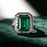Bague tendance en argent 925 haut de gamme avec zircone verte 10x14mm, motif marguerite estivale, pour femme, idéale comme cadeau