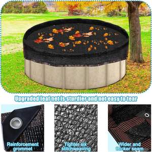 Couverture de piscine en filet à feuilles VECTUS de 30 pieds, filet de sécurité d'hiver en maille enduite de PVC, coupe-vent et imperméable pour piscines au sol, empêche les feuilles de passer - Product Image 6