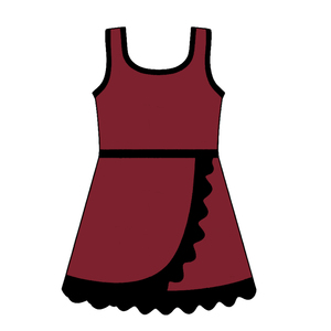 Vestido deportivo sin mangas para niña pequeña, modelo GSD4135, rojo liso con ribete negro, estilo boutique. - Product Image 1