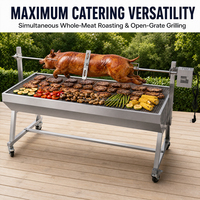 Four à rôtisserie portable à hauteur réglable pour usage domestique et professionnel, fumoir de jardin et machine à barbecue commerciale en acier inoxydable