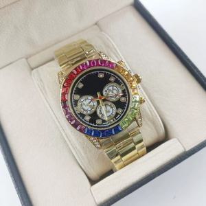 <span class=keywords><strong>Montre</strong></span> à quartz pour homme avec bracelet en <span class=keywords><strong>acier</strong></span> inoxydable et cadran à aiguilles, motif arc-en-ciel, vente en gros transfrontalière - Product Image 4
