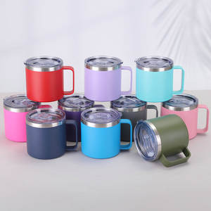 แก้วน้ำสแตนเลสแบบมีหูจับ ขนาด 14 ออนซ์, แก้วเก็บความร้อน, แก้วกาแฟสแตนเลสพร้อมฝาปิดและหูจับ, แก้วน้ำแบบมีหูจับขนาด 12 และ 14 ออนซ์ - Product Image 4