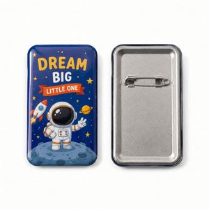 Insignias Personalizadas Rectangulares de Metal con Botón, Impresión a Todo Color para Eventos de Promoción Empresarial, Directo de Fábrica - Product Image 1