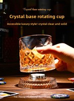 Verre à whisky rotatif à base lourde, rotation à 360 degrés, en cristal, excellent cadeau pour homme, papa, mari