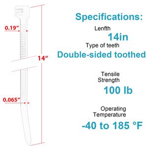 14 بوصة متينة - ليفيتش نايلون زي برباطات (حزمة 100 بوصة) بقفل ذاتي 75 رطل قوة شد 100 قطعة MOQ PA66 كابلات ربط - Product Image 4
