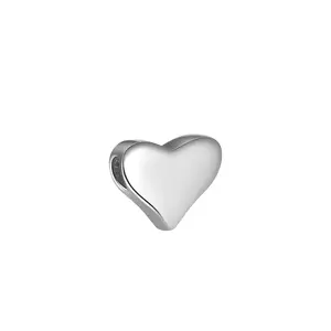 Conectores de doble agujero en forma de corazón de superficie pulida de Plata de Ley 925 al por mayor para accesorios de joyería DIY