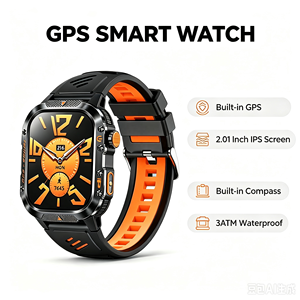 HT36 Men Outdoor GPS Smart Watch IPS Display Silicone Compass Altitude Weather Display BT Call 3ATM Waterproof 5-10 Days Battery - Product Image 2