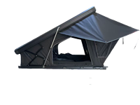 Tente de toit de voiture de camping automatique à double couche quatre saisons avec tissu en toile, éclairage LED, échelle - Accessoire de toit imperméable