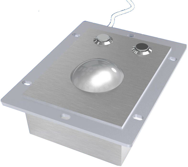 50mm Panelmount Rugged Stainless Steel Metal Optical Trackball Mouse With Left and Right Click Buttons