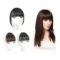 Vente en gros 613 brun épais plein air synthétique fausse frange postiches naturel coupe émoussée incurvée Clip en frange Bang pour les femmes