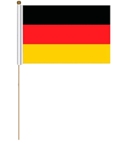 100% Polyester 14*21cm Allemagne Drapeau de bâton à main avec poteau pour décor de voiture et fans de football