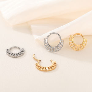 Anillos de nariz con bisagras de segmento de joyería Lingchee, anillo de aro de segmento de titanio ASTM F136 forrado con pendiente de corte hueco Baguette - Product Image 3