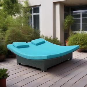 เตียงอาบแดดสำหรับสวนริมสระว่ายน้ำ ทำจากอลูมิเนียมหวายเทียม พร้อมเบาะและหมอน - Product Image 4