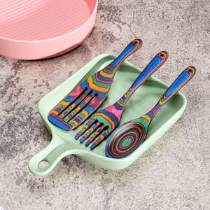 2025 nouveau ensemble de dîner en bois ensemble de spatule coloré sans danger pour les aliments <span class=keywords><strong>Mini</strong></span> ensemble de <span class=keywords><strong>cuisine</strong></span> antiadhésif en bois Camping ustensile Portable - Product Image 4