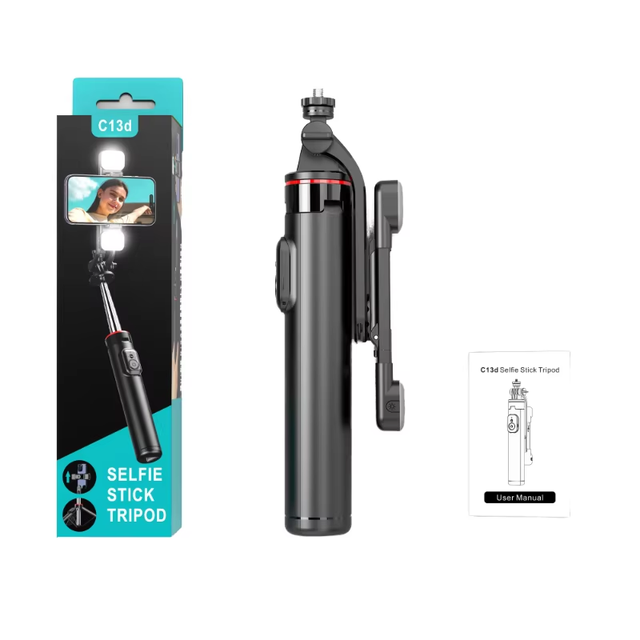 Multi-function Fill Light Selfie Stick C13d Expandable Handheld Selfie Stick Tripod for Mobile Phones with Dual Lights