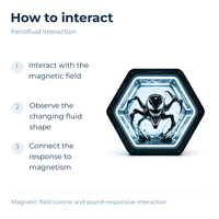 Exposition scientifique interactive sur l'interaction des ferrofluides hexagonaux, présentation éducative STEM pour les écoles et les musées scientifiques