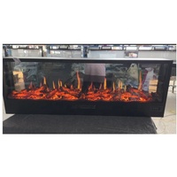 Cheminée électrique moderne en métal holographique avec écran LCD miroir, éclairage LED et télécommande - Autonome, deux niveaux de chaleur