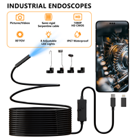 Caméra d'inspection endoscopique NTC70 HD avec 8 lumières LED réglables, 8 mm, semi-rigide, type C, connexion directe iOS, boroscope