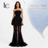 Robe de soirée élégante en tulle blanc et noir pour femme, sans bretelles, superposée, pour fêtes formelles et mariages, sur mesure, OEM, ODM, vente en gros