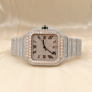 Custom pass <span class=keywords><strong>tester</strong></span> iced out diamante fornecedor quadrado prata rosa ouro aço inoxidável mecânica vvs moissanite relógio para homens - Product Image 4