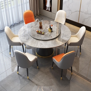 <span class=keywords><strong>Mesa</strong></span> de Comedor Redonda de Estilo Italiano Moderno y Minimalista <span class=keywords><strong>con</strong></span> Silla <span class=keywords><strong>Circular</strong></span> Giratoria, Combinación para Muebles de Sala de Estar - Product Image 2