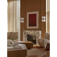 Ensemble de manteau de cheminée monobloc en marbre beige naturel certifié CE avec cadre en acier intégré, veinage unique crème