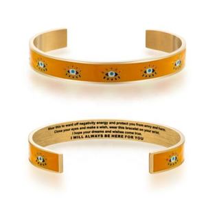 Flywu — bracelet élégant des yeux du <span class=keywords><strong>mal</strong></span> en acier inoxydable, Style bohème, Triangle, pleine émail, incrusté à l'extérieur, du texte inspiré, nouveau - Product Image 2