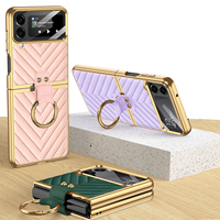Coque de téléphone en cuir électroplaqué avec anneau de maintien en plastique, étanche et antichoc, incluant une protection d'écran, pour Z Flip 3/4/5/6/7 – Vente Flash