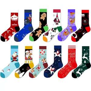 Chaussettes <span class=keywords><strong>de</strong></span> Noël amusantes et festives pour hommes et femmes, motif <span class=keywords><strong>de</strong></span> Père Noël mignon, tricotées en coton, antibactériennes, absorbant la transpiration - Product Image 2