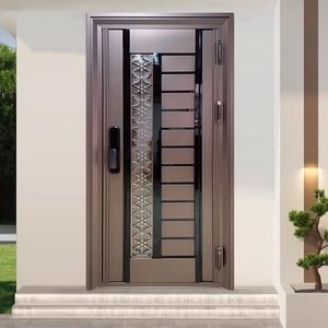 Porte d'<span class=keywords><strong>entrée</strong></span> de sécurité en acier inoxydable 304 personnalisée, simple ou double, pour <span class=keywords><strong>villa</strong></span> résidentielle, style coréen, avec vitrage ventilé - Product Image 1